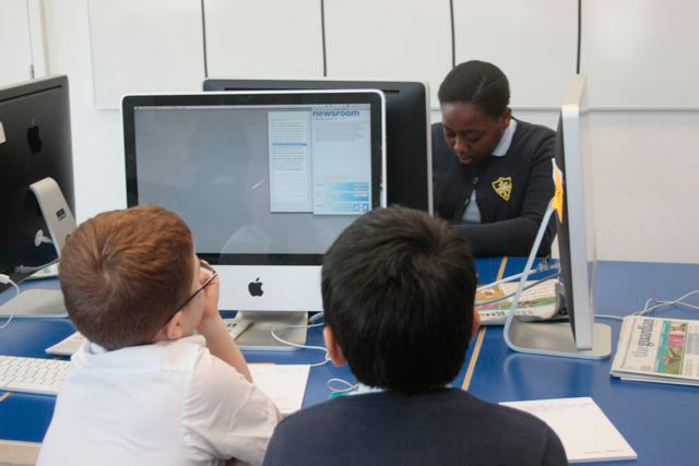 Education Centre visit: Education Centre - reading through that day's stories