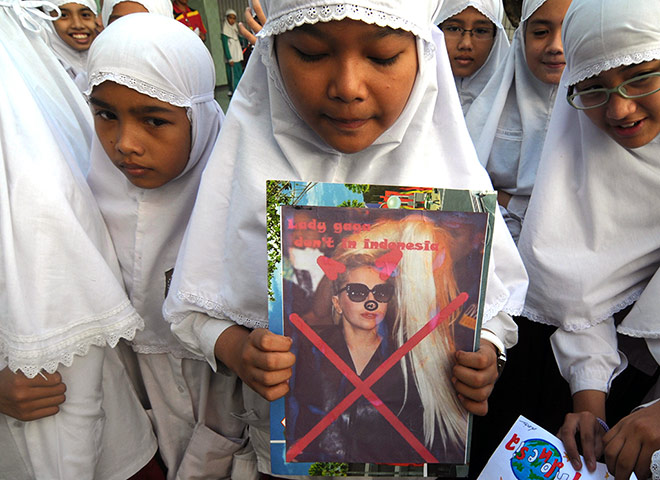 Picture Desk Live: Lady Gaga protest in Indonesia