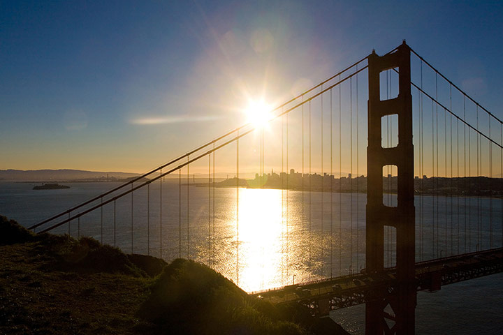 Golden Gate Bridge: The north tower of the Golden Gate Bridge