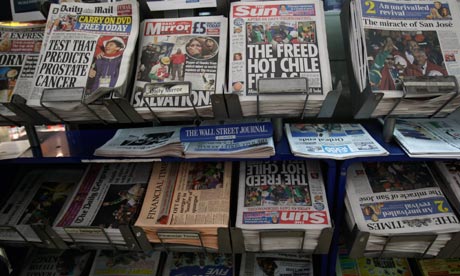 Newspapers on a newsstand