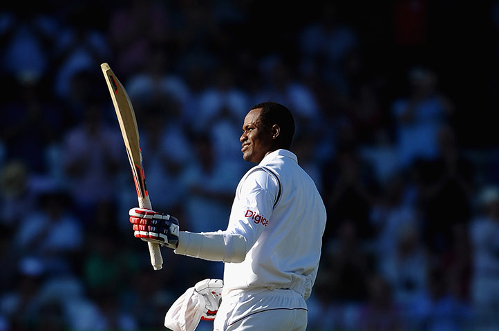 Day 1 test 2: Marlon Samuels of West Indies celebrates his century