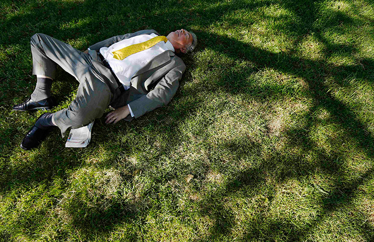 24 hours: Green Park, London: A man sleeps under a tree