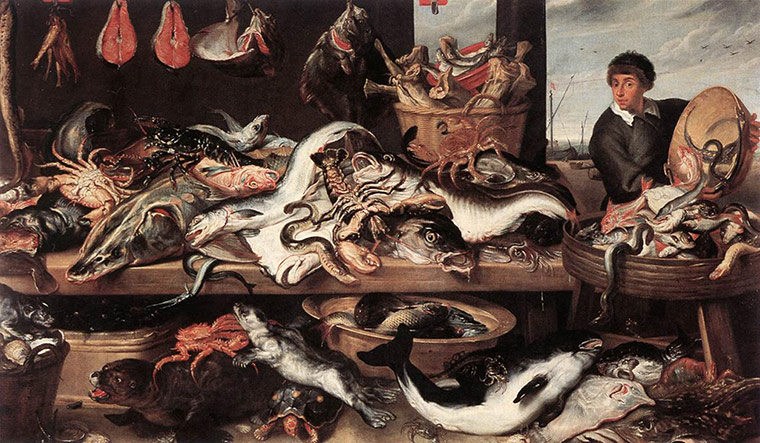 Ocean of Life : Fishmongers by Frans Snyders