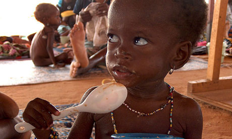 A malnourished child at an aid centre in Maradi, Niger, during a drought in 2005
