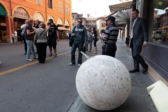 Italy earthquake: A large ornament which fell from the Voto Church in Modena