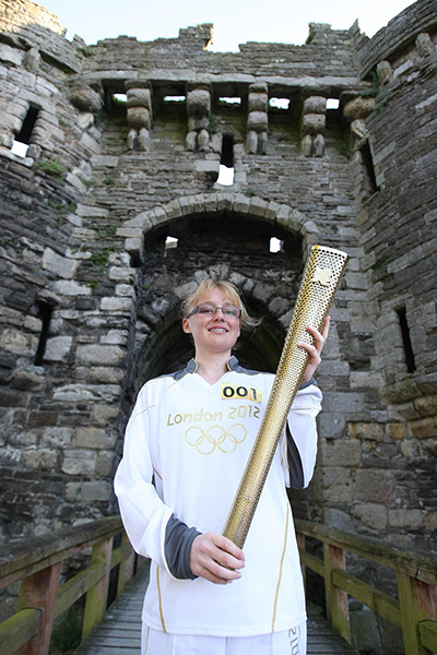 olympic torch relay: Torchbearer 001 Lorna Price
