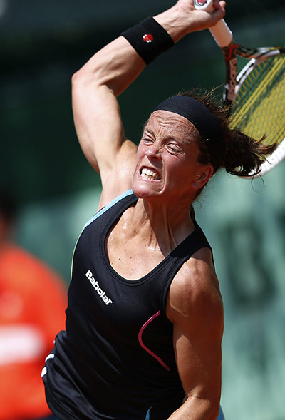 French Open day 3: Lourdes Dominguez serves 