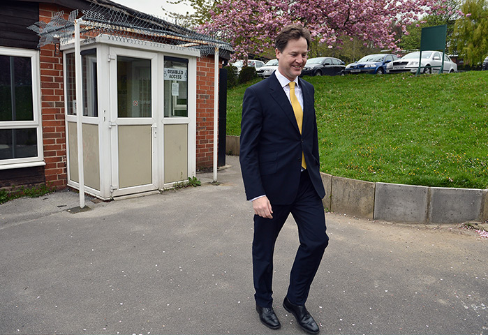 Local elections: Nick Clegg leaves Park Hill community centre after voting