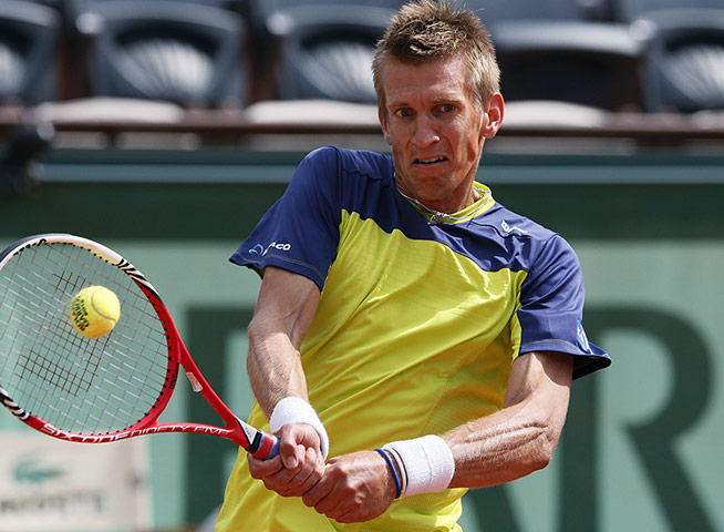 Murray: Finland's Jarkko Nieminen hits a return