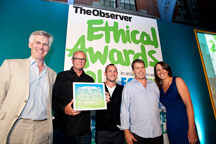 Observer Ethical awards: Warren Evans win Retailer award presented by Ruaridh Nicol