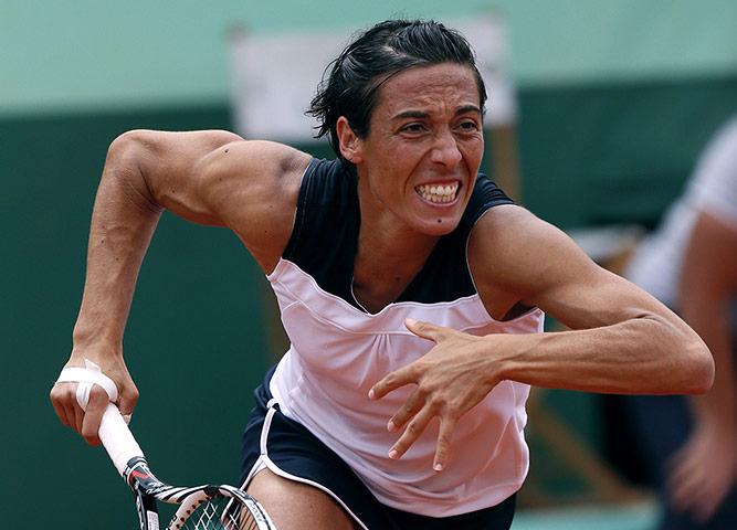 tennis: Italy's Francesca Schiavone runs to hit