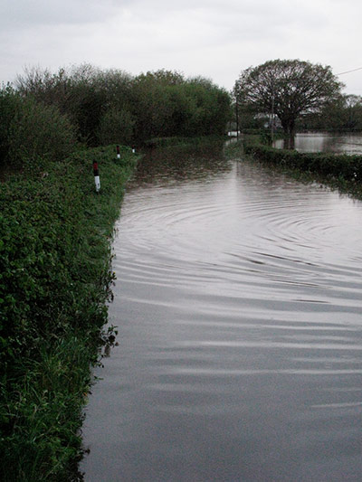 Flood Gallery: The road between Ham and Creech St Michael, Somerset
