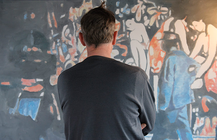 Adrian: Adrian Searle stands infront of Luc Tuymans' Allo! (2012) 