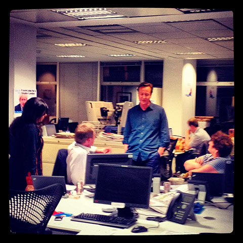 Picture Desk Live: David Cameron twitter pictures from Tory HQ