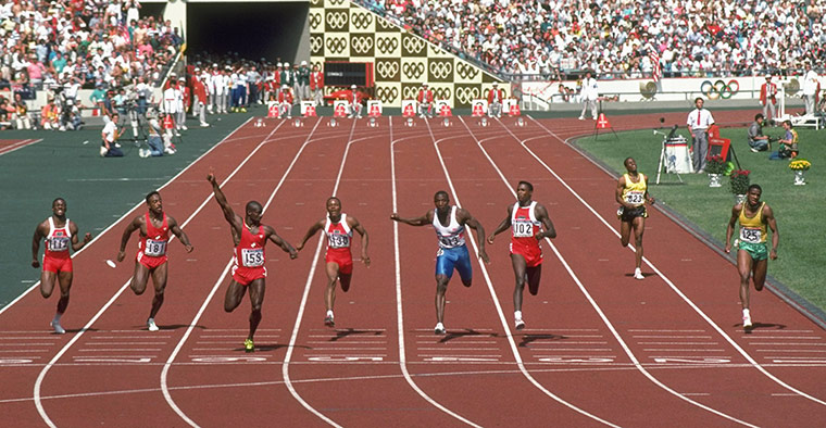 Seoul Olympics: Ben Johnson of Canada winning the 100 Metres Final