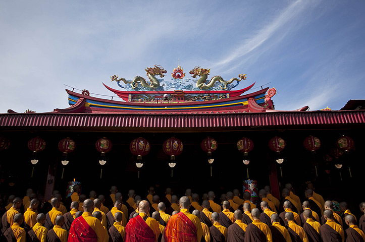 24 hours in pictures: Buddhist Monks Prepare For Vesak  in Indonesia