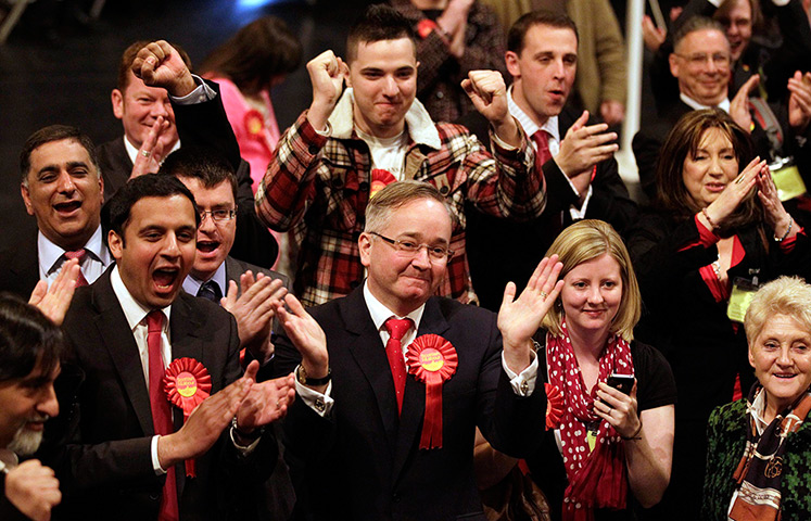 Local elections: Gordon Matheson celebrates with supporters as results are read out, Glasgow