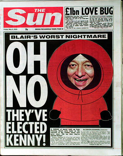 Ken Livingstone: The front page of the Sun newspaper 