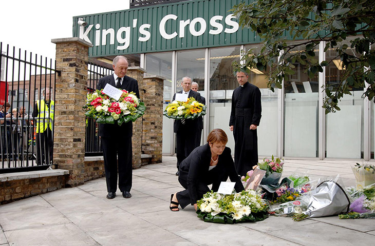 Ken Livingstone: Ken Livingstone lays a wreath at the Kings Cross station memorial garden