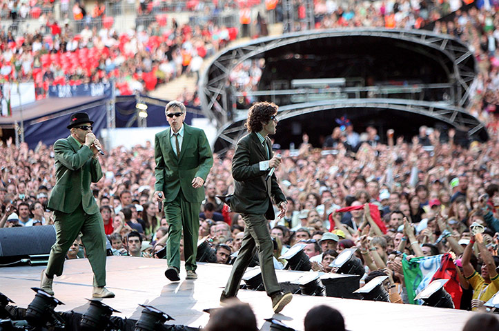 Adam Yauch: The Beastie Boys on stage during the Live Earth concert, London, 2007