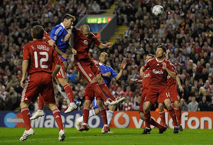 Chelsea v Liverpool: Branislav Ivanovic of Chelsea scores against Liverpool