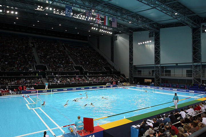 Olympics test event: The water polo test event between Hungary and Australia