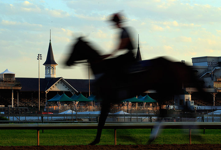 Kentucky Derby: horses train on the track in preparation for the 138th Kentucky Derby 