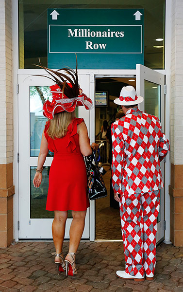 Kentucky Derby: Spectators make their way to the grandstand viewing area 