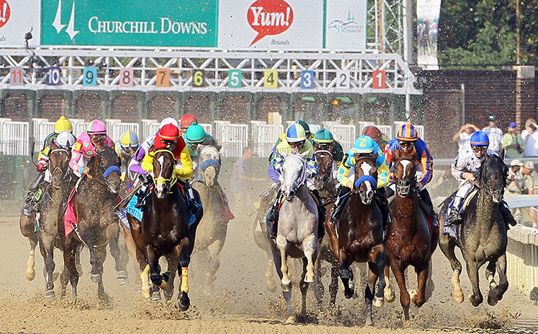 Kentucky Derby: The field come down the front stretch