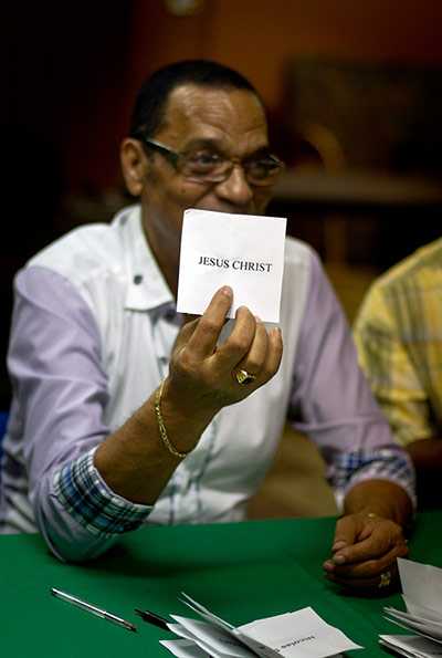 European elections: A scrutineer shows the ballot he found which reads Jesus Christ 