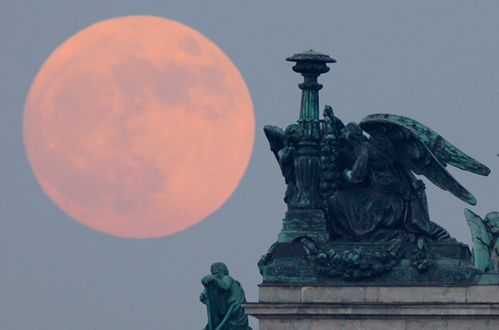 Supermoon: St. Isaak's Cathedral in St.Petersburg, Russia