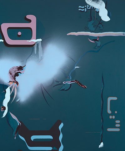 Fiona Rae: Angel oil painting