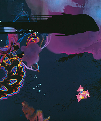 Fiona Rae: Painting titled My favorite puppy’s life 