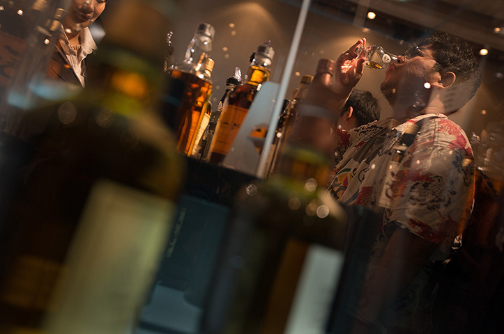Supermoon: Visitors sample whisky at an international 
