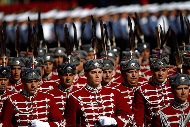 Supermoon: Bulgarian army soldiers take part in a military parade in central Sofia