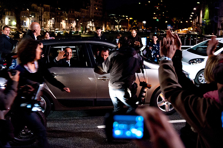 Francois Hollande wins: French President-Elect Francois Hollande leaves Tulle for Paris