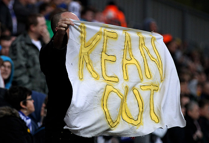 wigan v blackburn: Obligitary 'Kean Out' banner