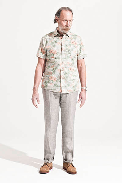 All Ages: Leonardo wears flowery patterned shirt with grey trousers