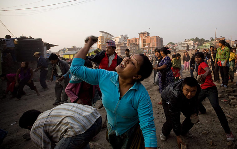 Kathtmandu eviction: Nepalese landless people hurl stones