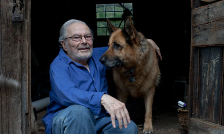 Maurice Sendak at home with dog