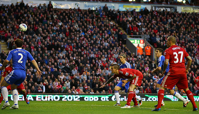 Liverpool v Chelsea: Liverpool's Daniel Agger scores against Chelsea