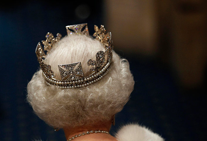 State Opening: Queen Elizabeth arrives at the Norman Porch of the Palace of Westminster