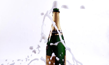 Champagne Splashing From Bottle