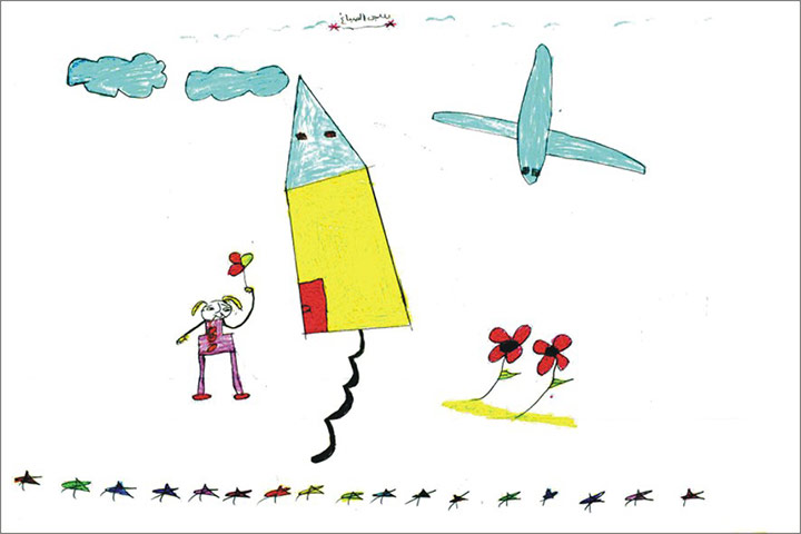Gaza children drawings: Oxfam exhibition highlights hopes and fears of children in Gaza