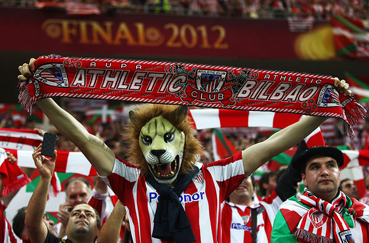 Europa League Final: Athletic Bilbao fan in a lion mask