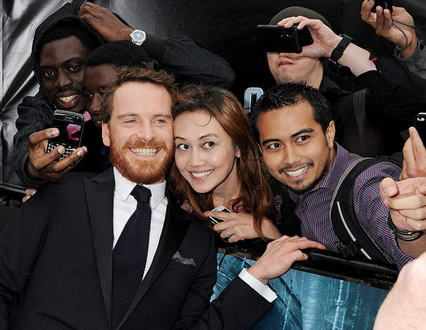 week in film: Michael Fassbender with fans at the World Premiere of Prometheus in London
