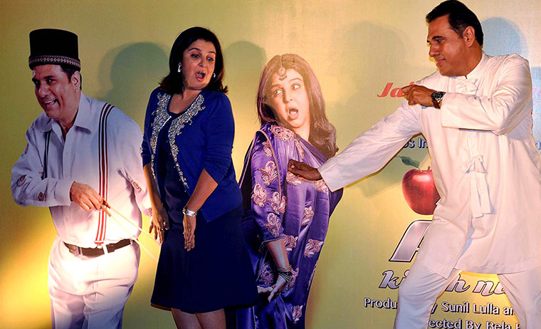 week in film: Bollywood director Farah Khan poses with Boman Irani