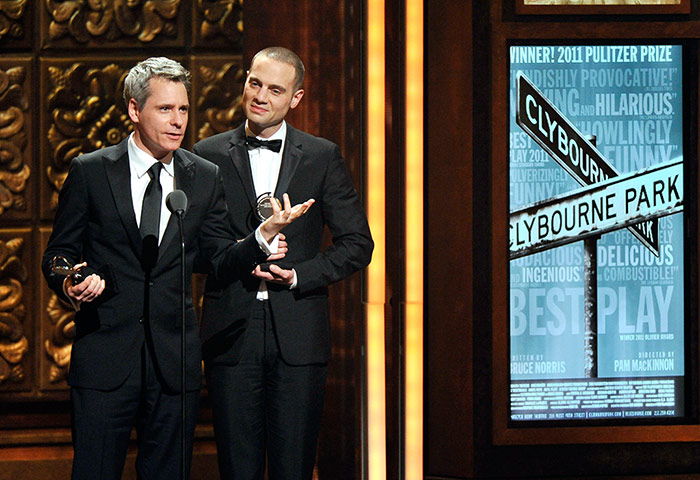 Tony Award Winners: Bruce Norris, left, and Jordan Roth accept the Tony award