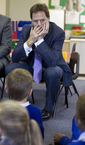politicians in school: Nick Clegg at Springbank Primary Academy, Cheltenham