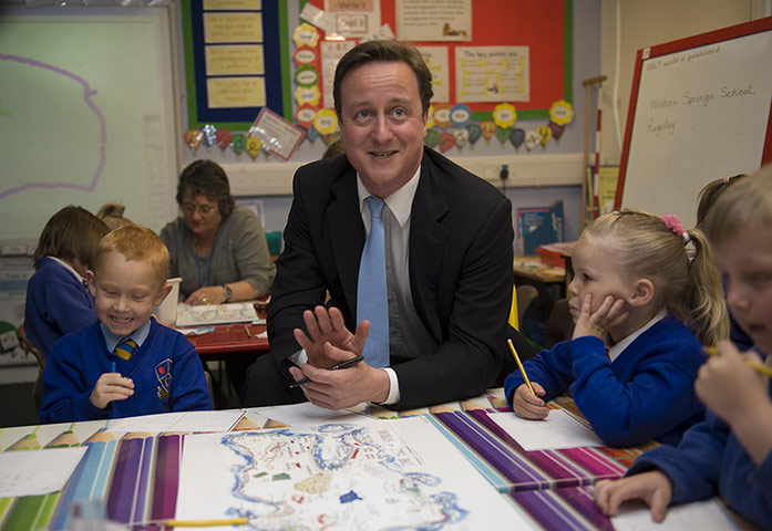 politicians in school: David Cameron at Western Springs Community Primary School